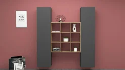 Credenza Acerenza, cm 170x30h180, Antracite e Acero<Dmora Best Sale