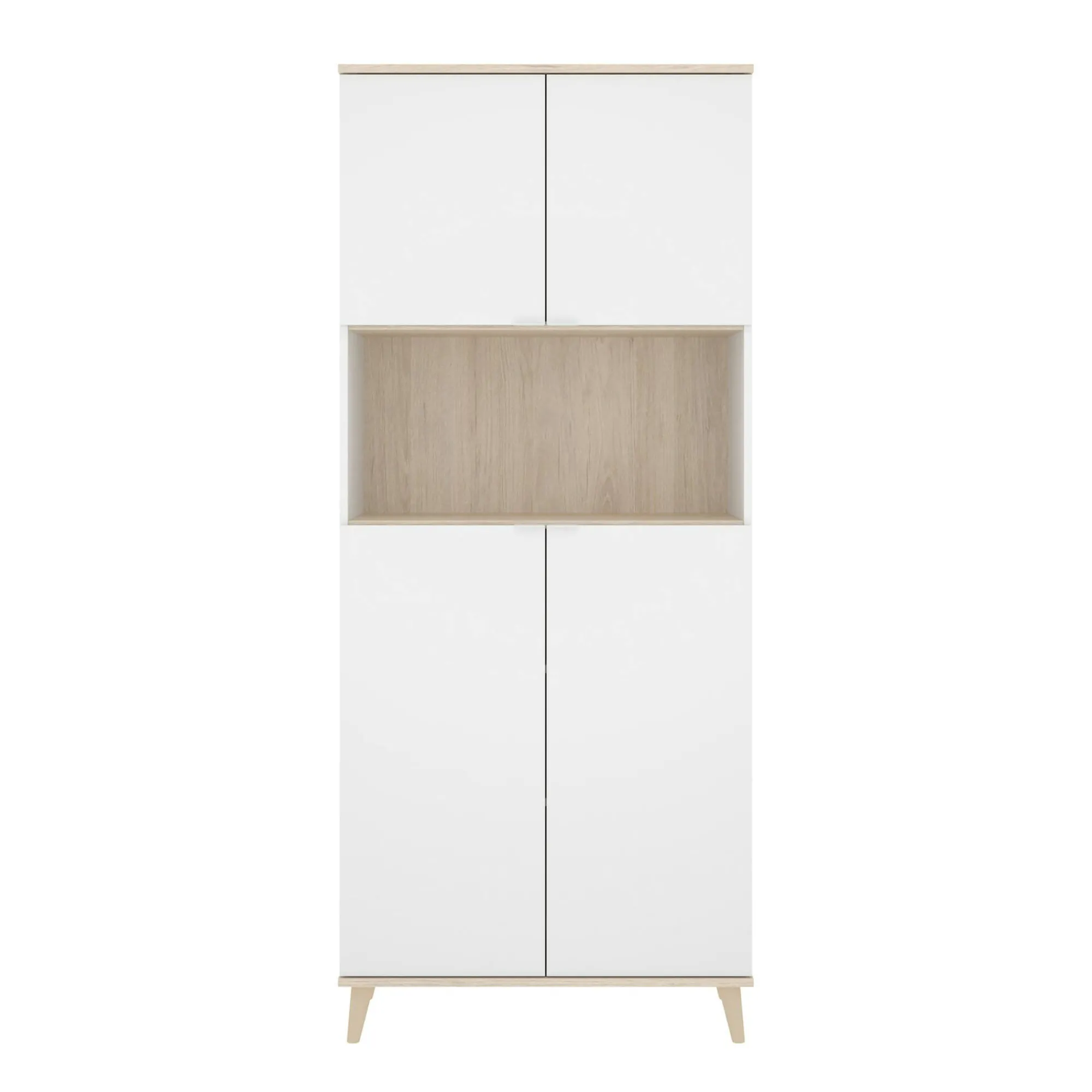 Credenza Acura, 80x40h191 cm, Bianco e Rovere<Dmora Fashion