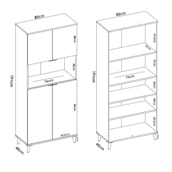 Credenza Acura, 80x40h191 cm, Bianco e Rovere<Dmora Fashion