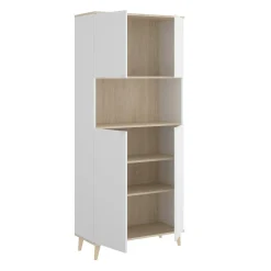 Credenza Acura, 80x40h191 cm, Bianco e Rovere<Dmora Fashion