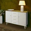 Credenza Acute, 117x37 h90 cm, Bianco e Marrone<Dmora Best Sale