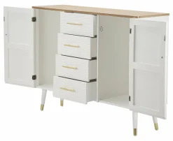 Credenza Acute, 117x37 h90 cm, Bianco e Marrone<Dmora Best Sale