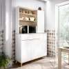 Credenza Aeris, 120x40h191 cm, Bianco e Rovere<Dmora Store