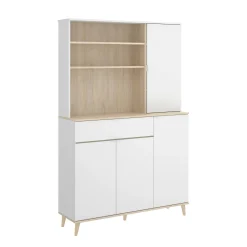 Credenza Aeris, 120x40h191 cm, Bianco e Rovere<Dmora Store