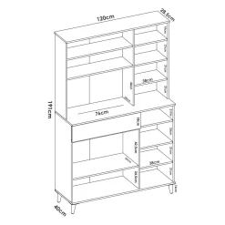 Credenza Aeris, 120x40h191 cm, Bianco e Rovere<Dmora Store