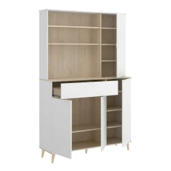 Credenza Aeris, 120x40h191 cm, Bianco e Rovere<Dmora Store