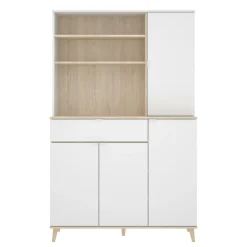 Credenza Aeris, 120x40h191 cm, Bianco e Rovere<Dmora Store