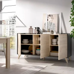 Credenza Afrodite, 155x43h75 cm, Rovere e Antracite<Dmora Sale