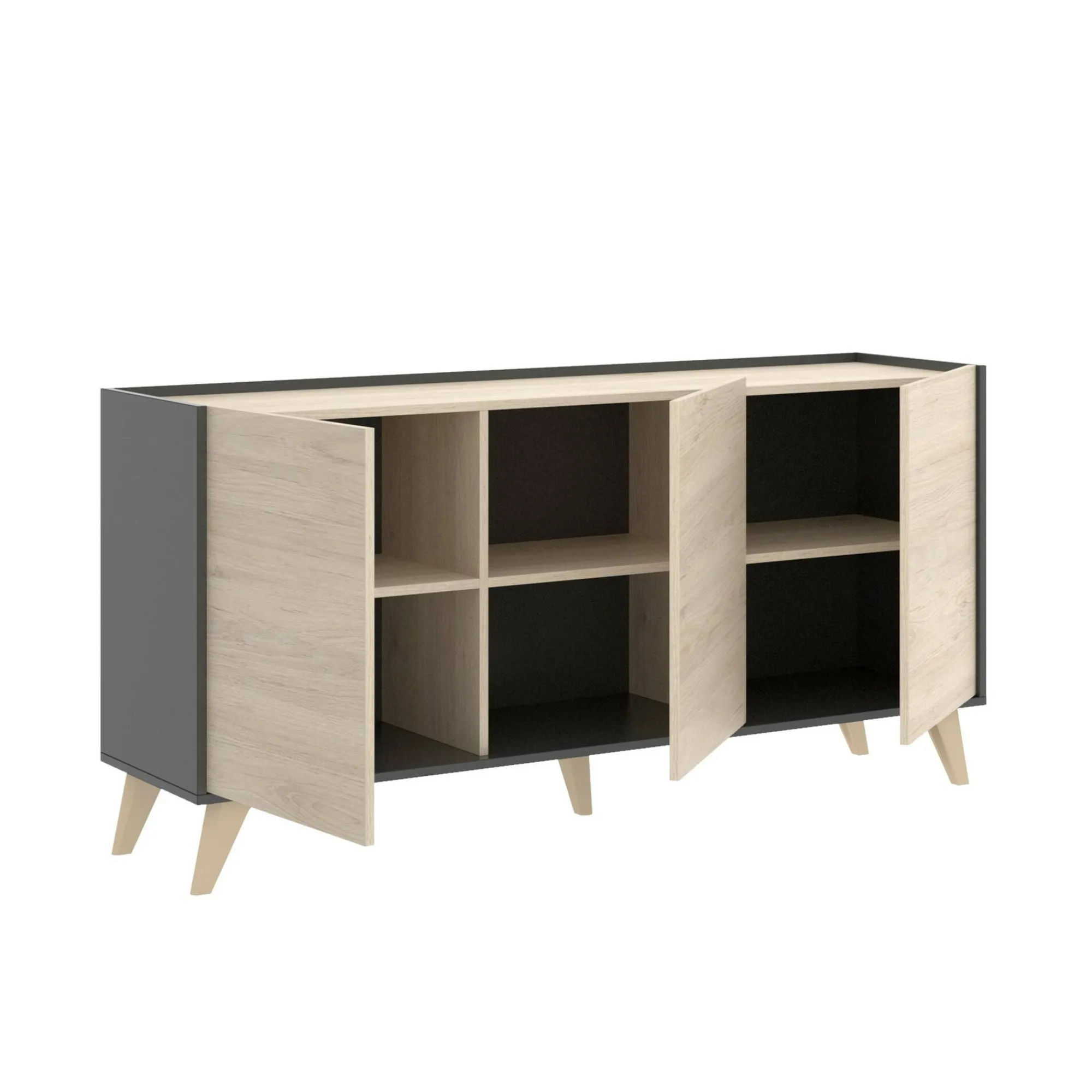 Credenza Afrodite, 155x43h75 cm, Rovere e Antracite<Dmora Sale