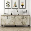 Credenza Agape, 180x35h78 cm, Noce e Bianco Marmo<Dmora Shop