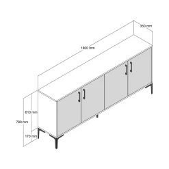 Credenza Agape, 180x35h78 cm, Noce e Bianco<Dmora Clearance