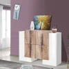 Credenza Age, cm 130x45h100, Bianco lucido e Acero<Dmora Hot