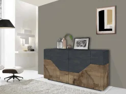 Credenza Agis, cm 159x43h86, Ardesia e Acero<Dmora Flash Sale