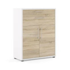 Credenza Agra, 40x89 h113 cm, Bianco e Quercia<Dmora Shop