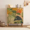 Credenza Agyemang, 95x36 h111 cm, Quercia e Verde<Dmora Best Sale