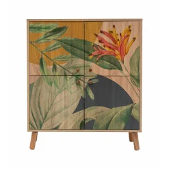 Credenza Agyemang, 95x36 h111 cm, Quercia e Verde<Dmora Best Sale