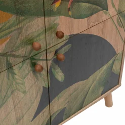 Credenza Agyemang, 95x36 h111 cm, Quercia e Verde<Dmora Best Sale