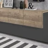 Credenza Akirum, cm 220x45h86, Antracite e Acero<Dmora Shop