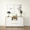 Credenza Alalngar, 48x149 h84 cm, Rovere e Bianco<Dmora Discount