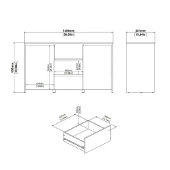 Credenza Alalngar, 48x149 h84 cm, Rovere e Bianco<Dmora Discount