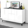 Credenza Albatross, cm 120x40h82, Bianco lucido e Ardesia<Dmora Online