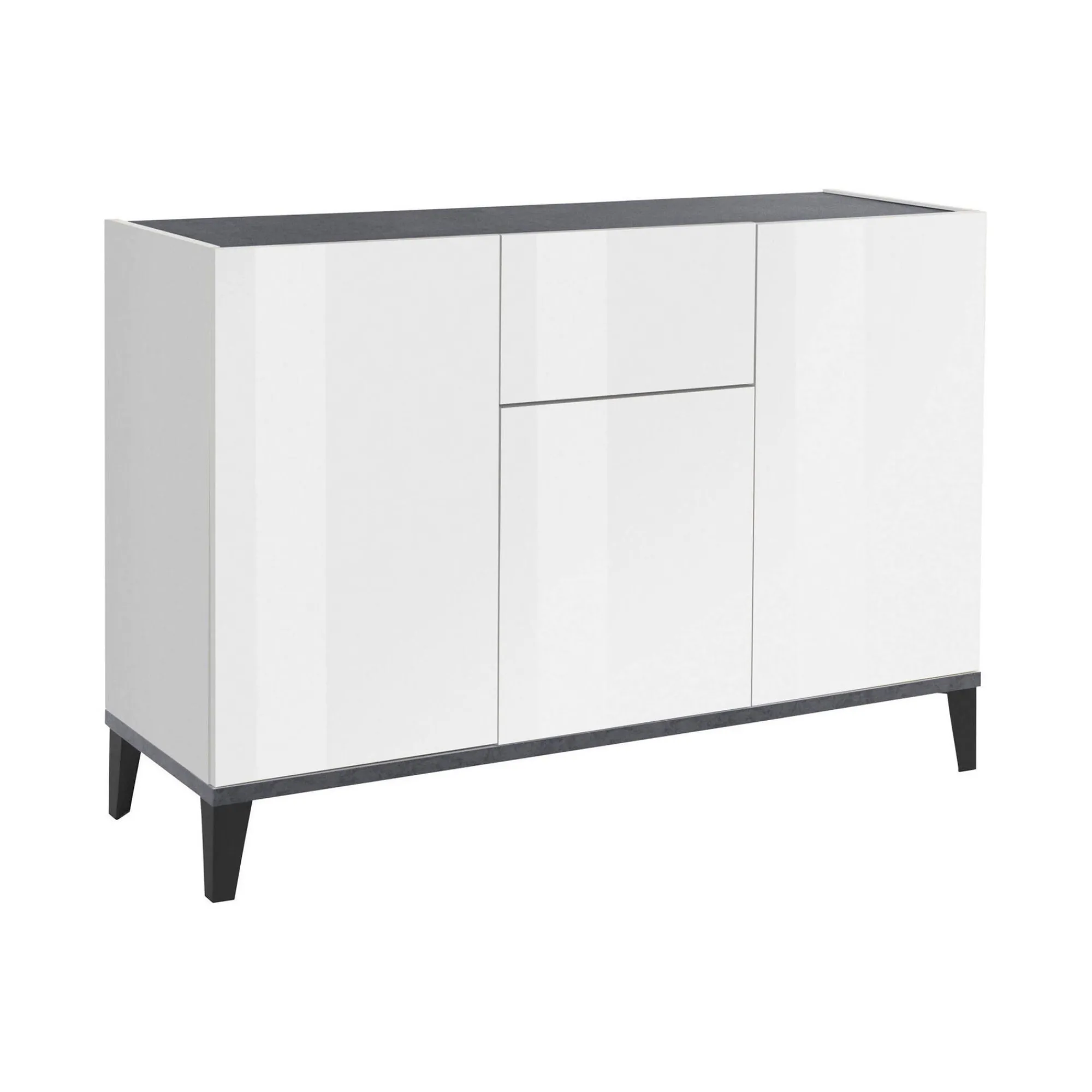 Credenza Albatross, cm 120x40h82, Bianco lucido e Ardesia<Dmora Online
