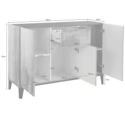 Credenza Albatross, cm 120x40h82, Ardesia e Acero<Dmora New