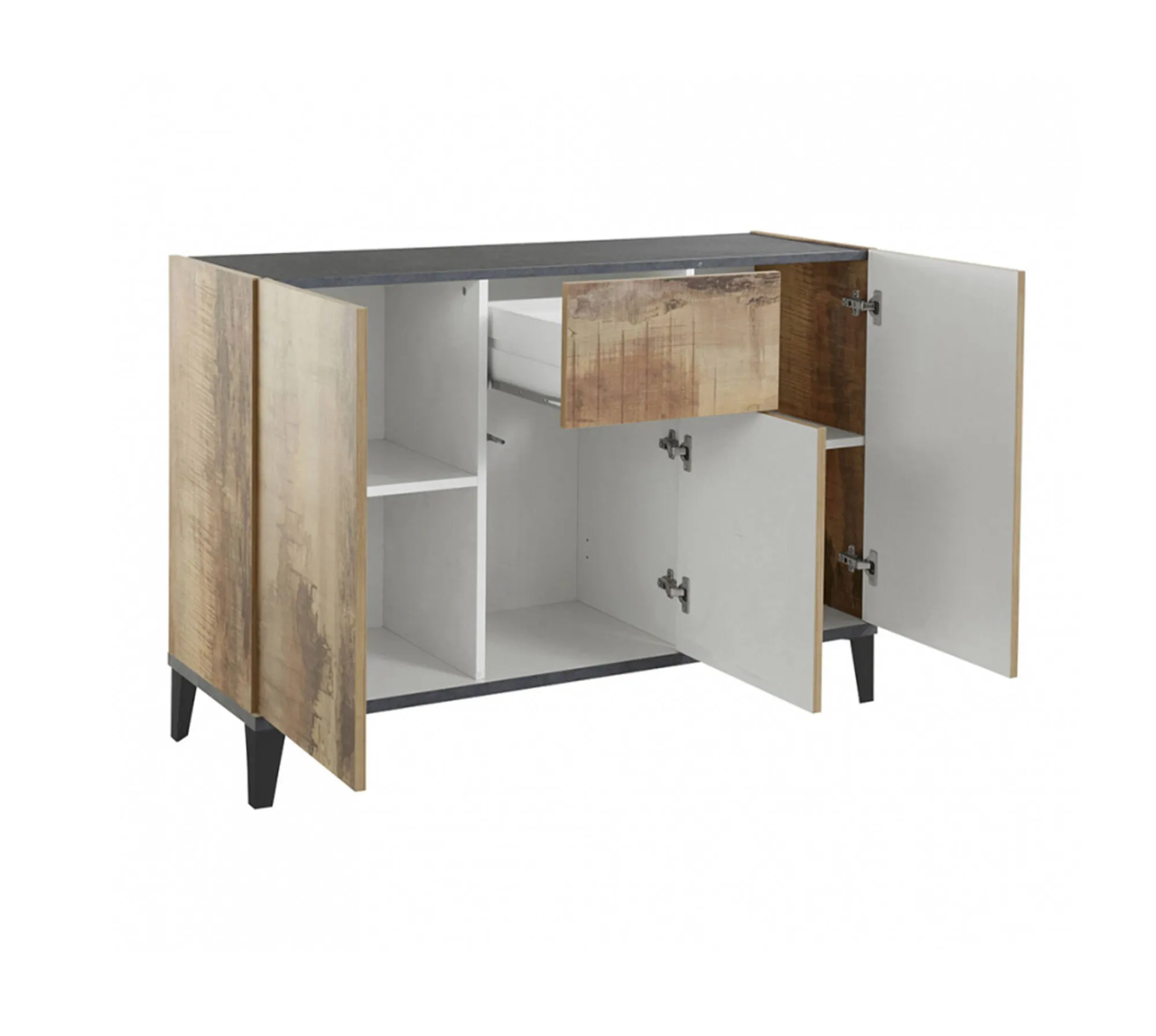 Credenza Albatross, cm 120x40h82, Ardesia e Acero<Dmora New