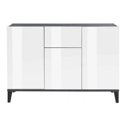 Credenza Albatross, cm 120x40h82, Bianco lucido e Ardesia<Dmora Online
