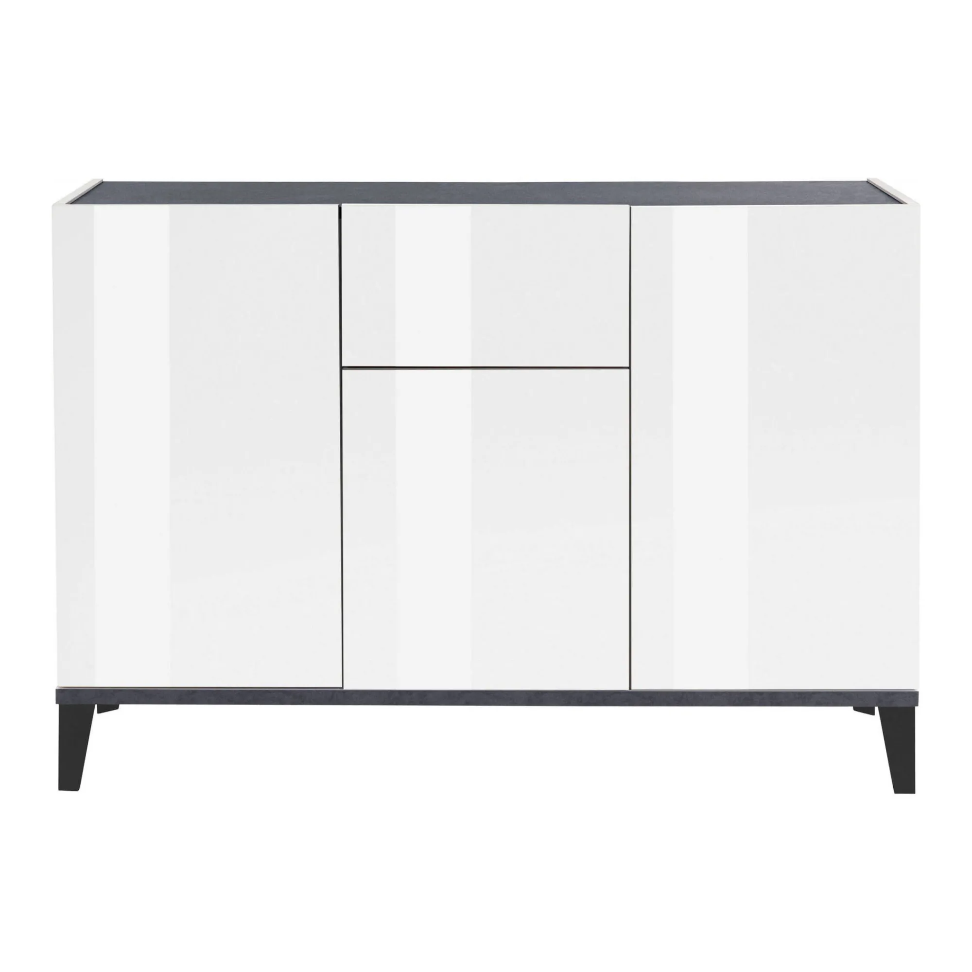 Credenza Albatross, cm 120x40h82, Bianco lucido e Ardesia<Dmora Online