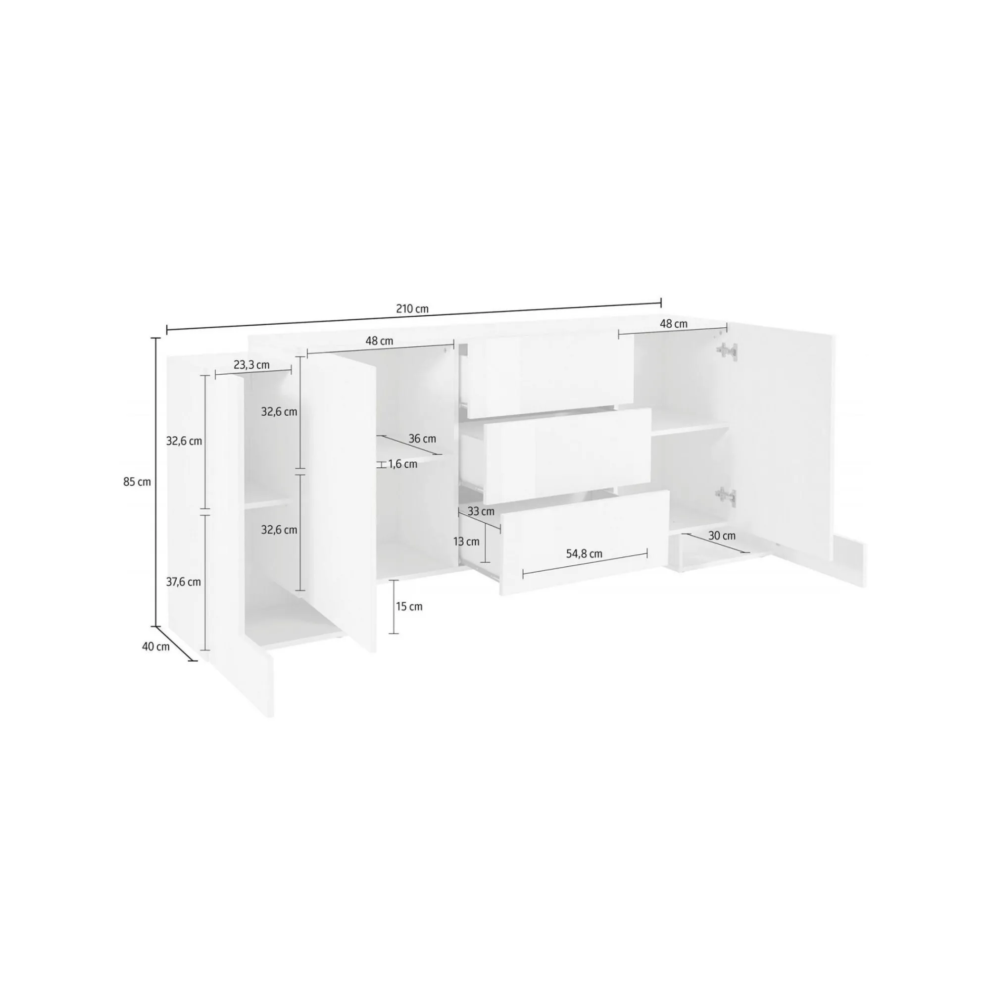 Credenza Alchemy, cm 210x45h85,<Dmora Outlet
