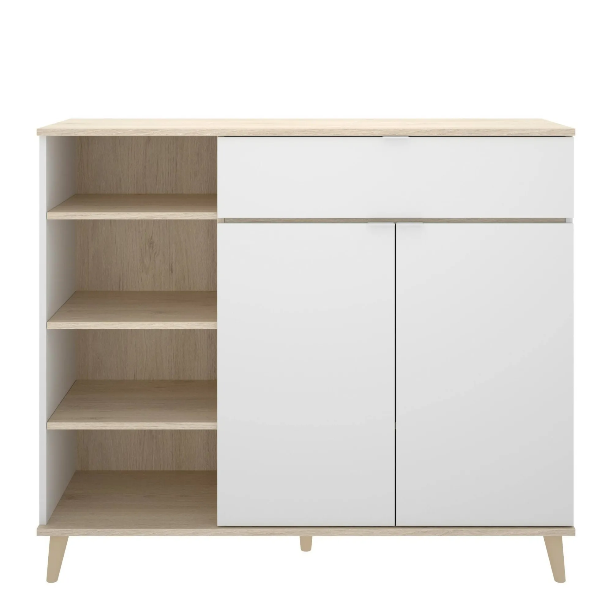 Credenza Aleandro, 120x40h102 cm, Bianco e Rovere<Dmora Best Sale