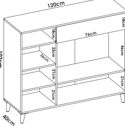 Credenza Aleandro, 120x40h102 cm, Bianco e Rovere<Dmora Best Sale