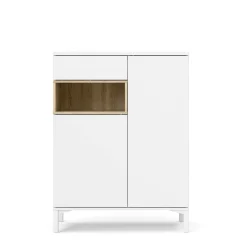 Credenza Alfra, 89x36 h119 cm, Bianco e Quercia<Dmora Store
