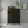 Credenza Alfra, 89x36 h119 cm, Nero e Noce<Dmora Online