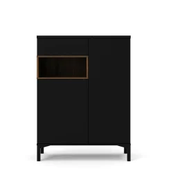 Credenza Alfra, 89x36 h119 cm, Nero e Noce<Dmora Online