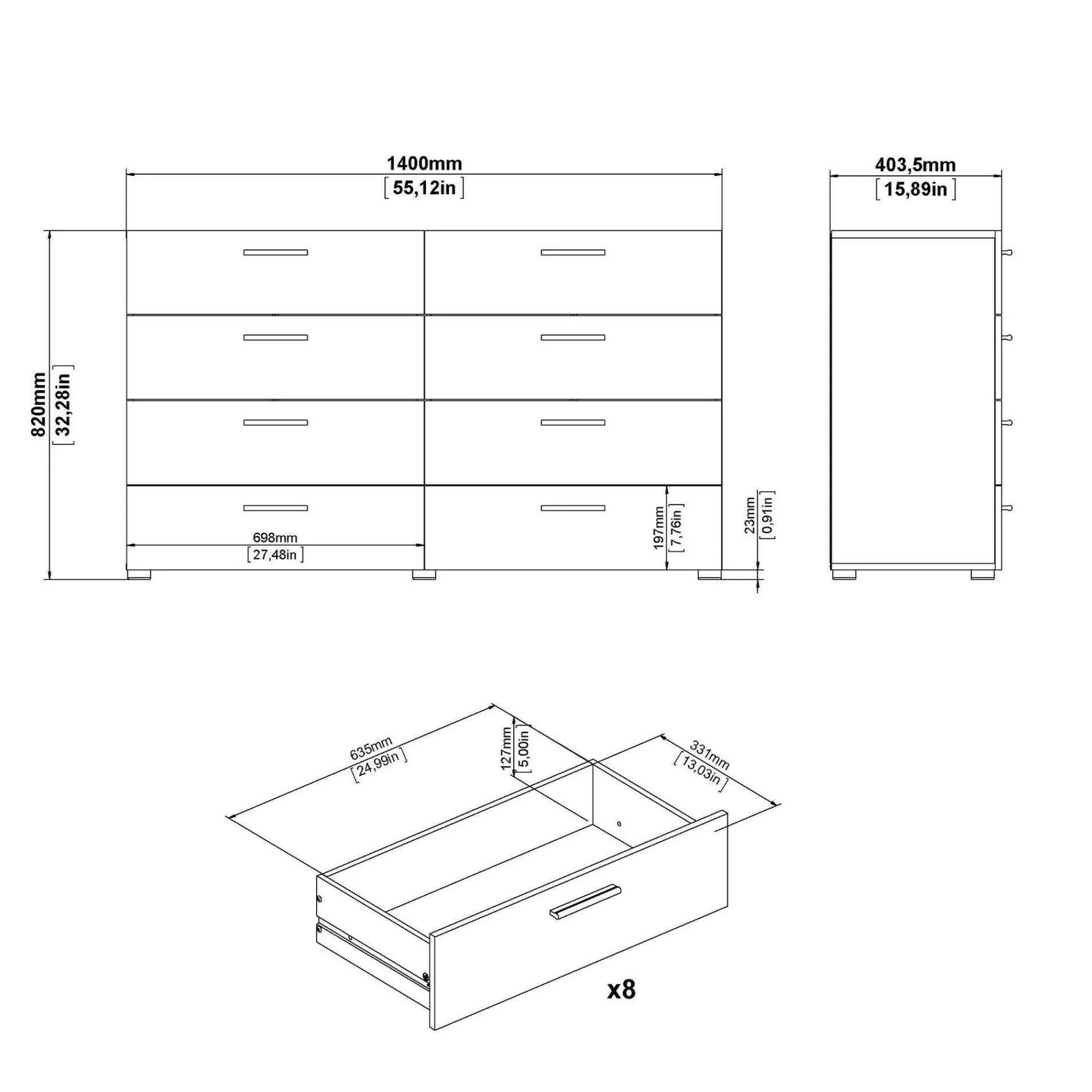 Credenza Aligon, 40x140 h82 cm,<Dmora Store