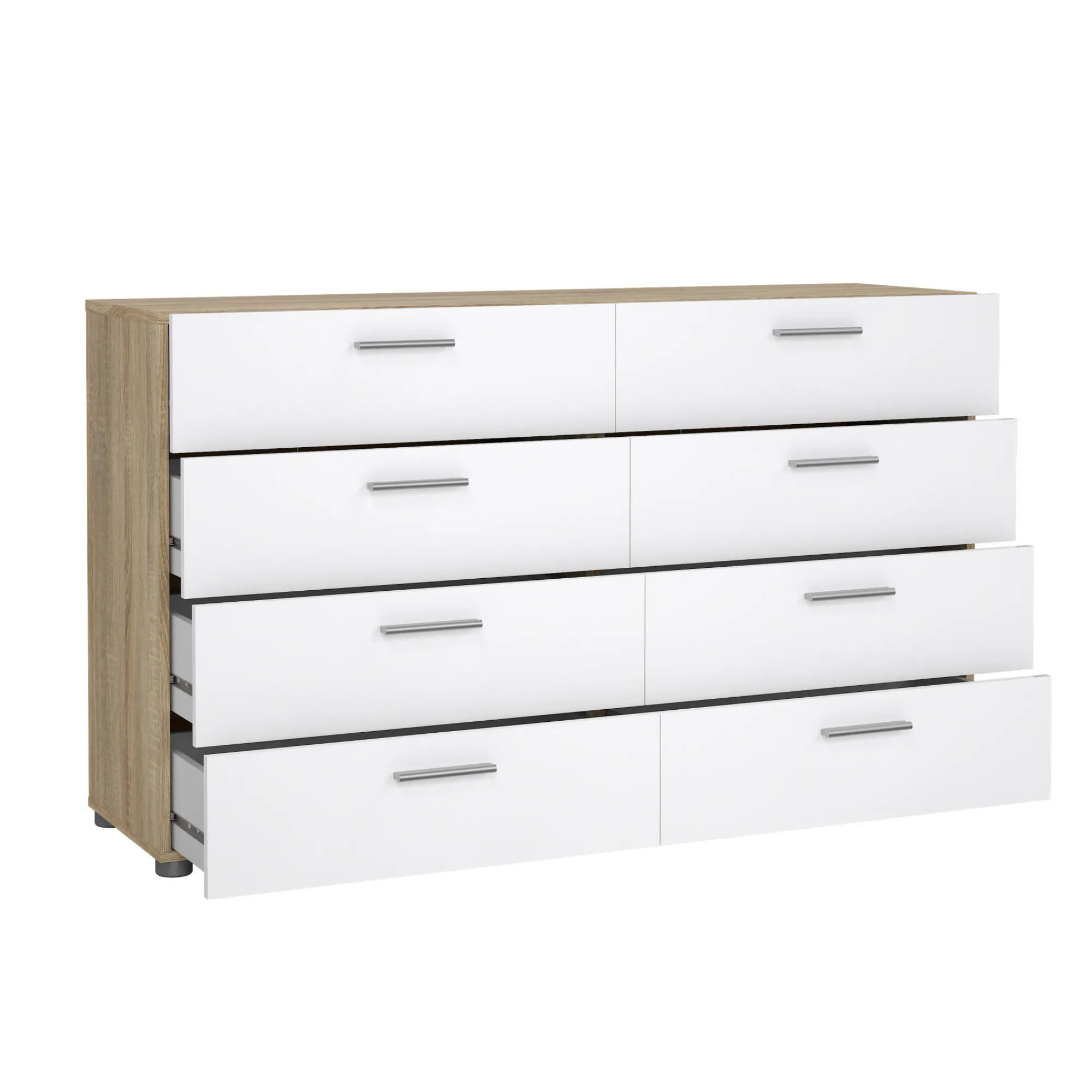 Credenza Aligon, 140x40 h83 cm, Quercia e Bianco<Dmora Outlet