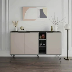 Credenza Alin, 142x36h83 cm, Antracite e Beige<Dmora New