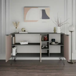 Credenza Alin, 142x36h83 cm, Antracite e Beige<Dmora New