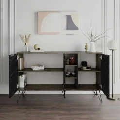 Credenza Alin, 142x36h83 cm, Ossido e Nero Marmo<Dmora Fashion