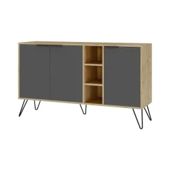 Credenza Alin, 142x36h83 cm, Quercia e Antracite<Dmora Best