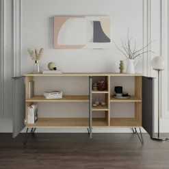 Credenza Alin, 142x36h83 cm, Quercia e Antracite<Dmora Best