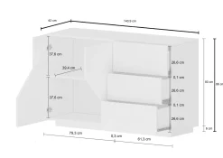 Credenza All, cm 141x43h86, Ardesia e Acero<Dmora Hot