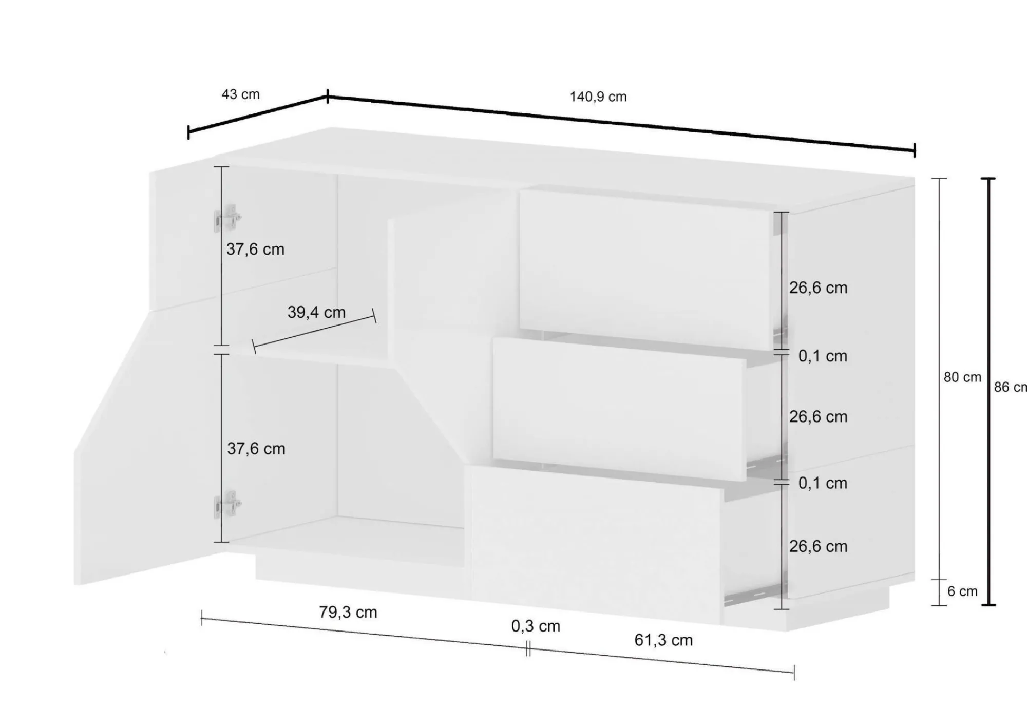 Credenza All, cm 141x43h86, Ardesia e Acero<Dmora Hot