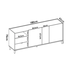 Credenza Allie, 180x43h75 cm, Rovere e Grigio<Dmora Best