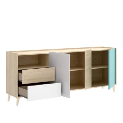 Credenza Allie, 180x43h75 cm, Rovere e Grigio<Dmora Best