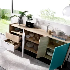 Credenza Allie, 180x43h75 cm, Rovere e Grigio<Dmora Best