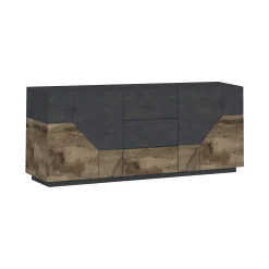 Credenza Almira, cm 220x43h86, Ardesia e Acero<Dmora Clearance
