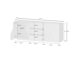 Credenza Almira, cm 220x43h86, Ardesia e Acero<Dmora Clearance